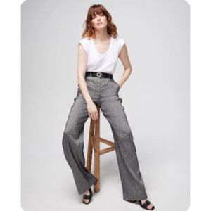 EUC White House Black Market Luna Linen Wide Leg Midnight Black Pants 12